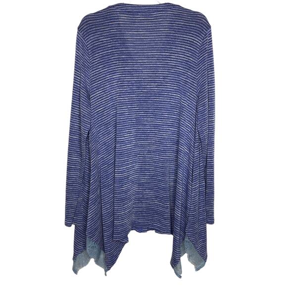 Logo by Lori Goldstein Womens Size Medium Blue Space Dye Button Front Cardigan - Picture 6 of 10